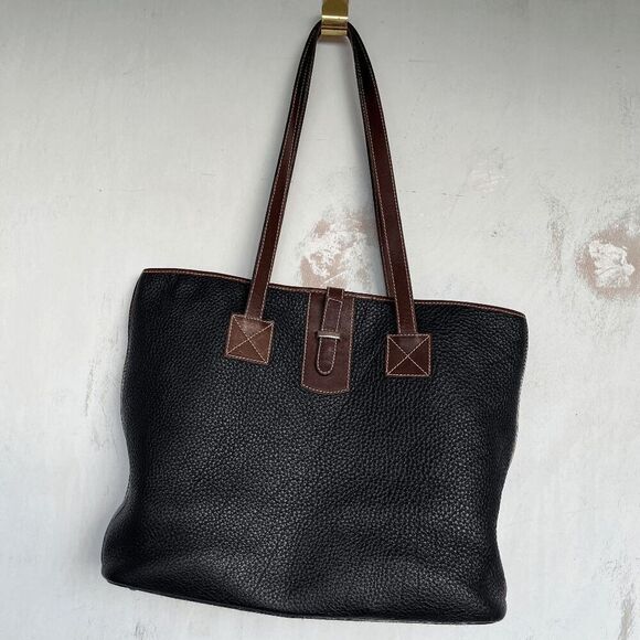 Talbots Made in Italy Black Pebbled Leather Tote Bag w/ Pouch - Picture 2 of 10